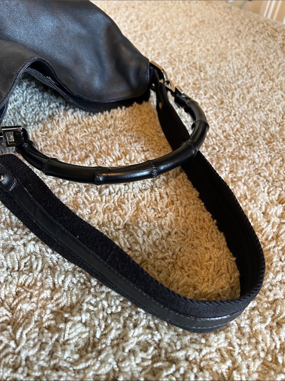 Gucci Black Leather and Bamboo Shoulder - Picture 8 of 14